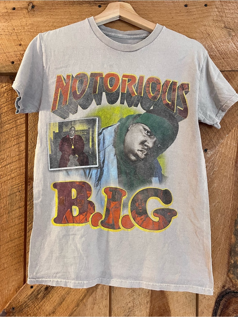 Notorious B.I.G. Graphic Tee - Light Gray with Multicolor Print